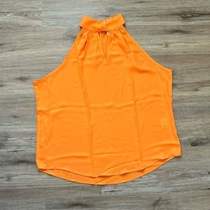 NEW! New York & Company Orange Sleeveless Twist-Neck Cut Out Halter Top Size XL
